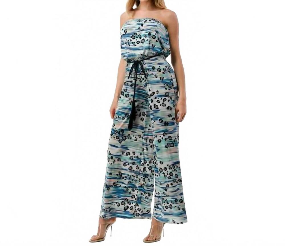 NEW ARIELLA tube wide leg jumpsuit in blue